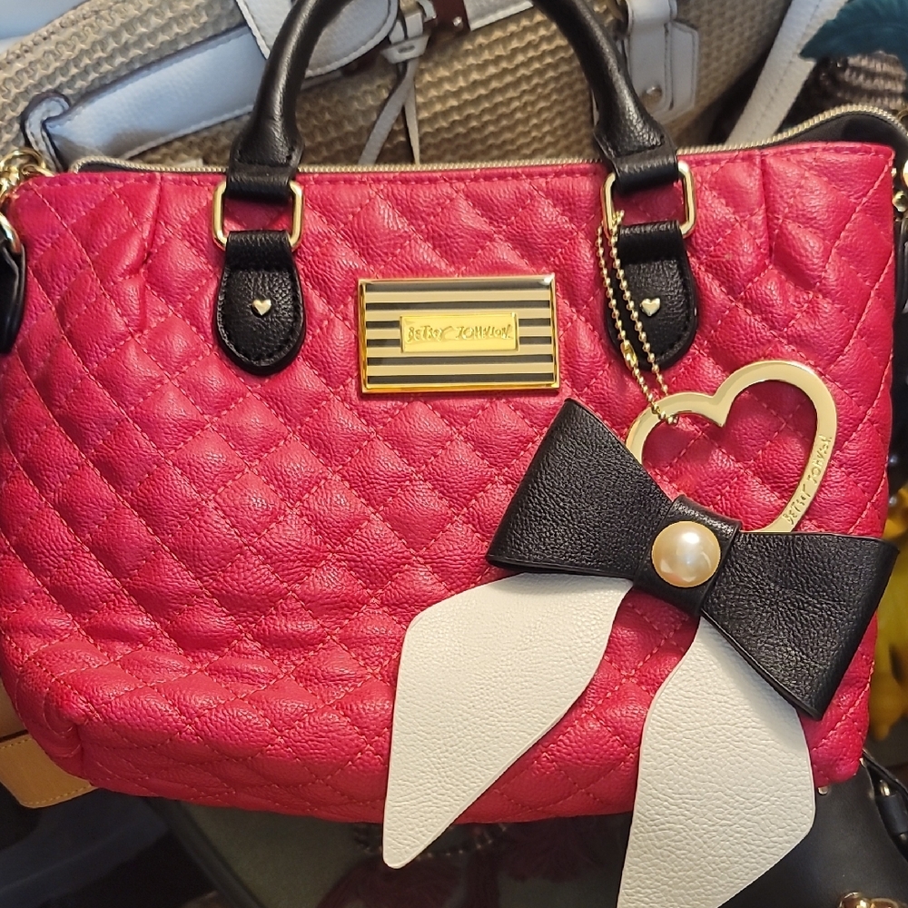 Betsey Johnson Fuchsia Quilted Satchel with Heart Bow - Presidents Day Live Show